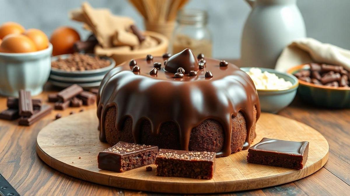 A História do Bolo de Chocolate com Cobertura de Ganache