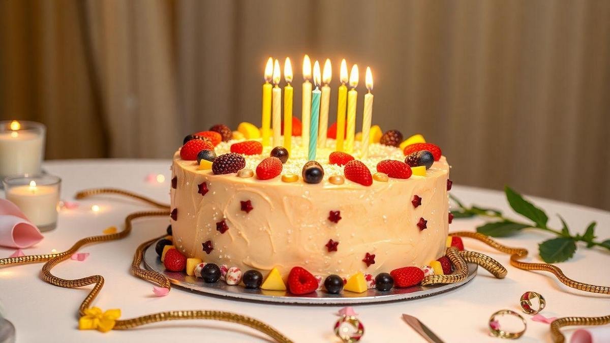 Decoração e Apresentação do Bolo de Aniversário