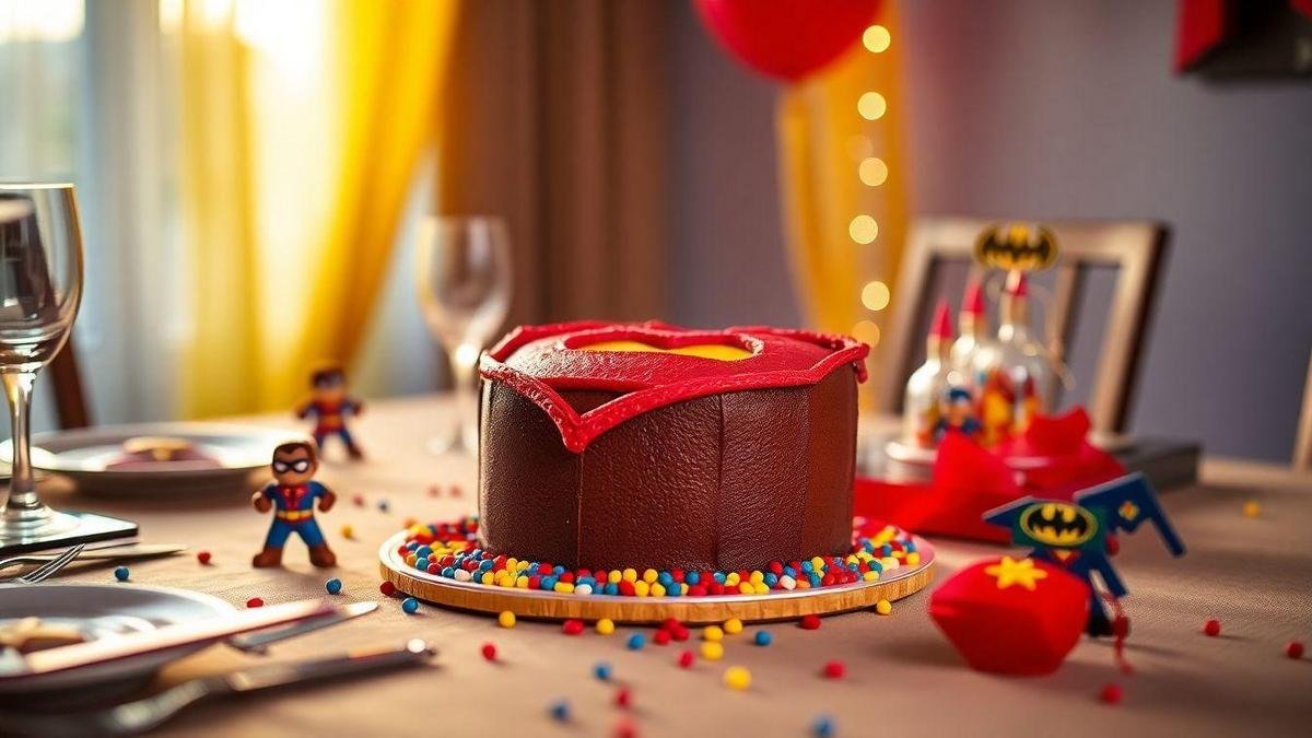 A História do Bolo Super-Herói com Recheio de Chocolate