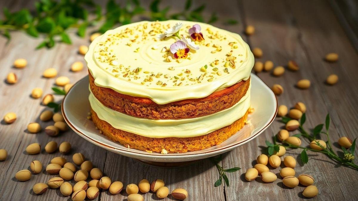A Apresentação do Bolo de Pistache