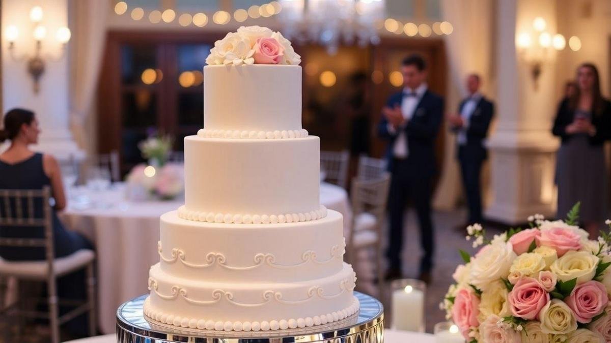 Bolo de Fondant Branco em Casamentos