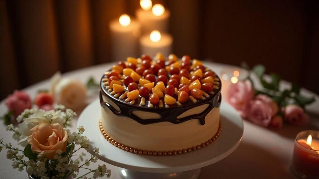 bolo-de-pistache-com-recheio-de-chocolate-amargo-e-cobertura-de-nozes-caramelizadas-um-toque-de-sofi