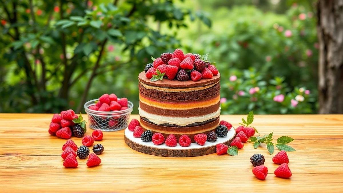 Receitas de Bolo Naked Cake de Chocolate com Recheio de Frutas Vermelhas