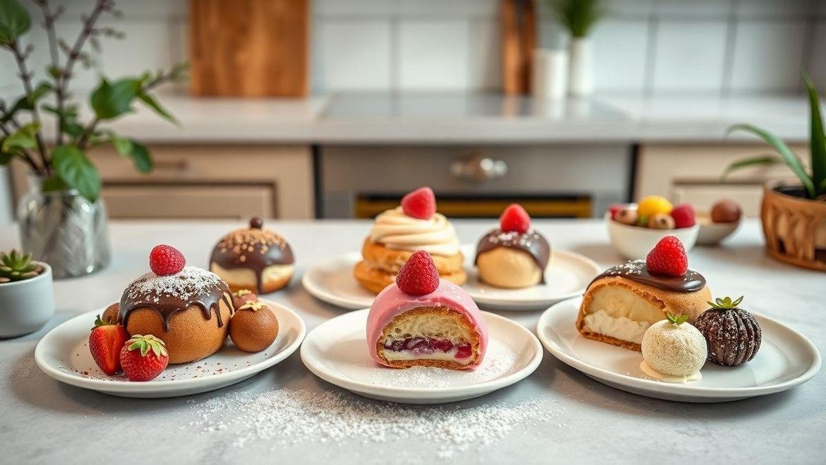 Variações de Profiteroles Caseiros Recheados